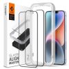 Spigen AlignMaster Glass Fc kijelzővédő üveg – iPhone 13 / 13 Pro / 14 / 16e / 17e, fekete keret, 2 db