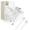 Tech-Protect C20W hálózati töltő, 20 W PD, 1× USB-C + 1× USB-A, fehér, kábellel