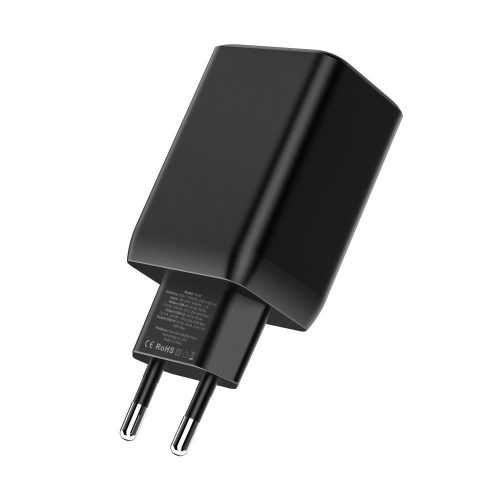 Tech-Protect C65W hálózati töltő, 65 W PD, 2× USB-C + 1× USB-A, fekete