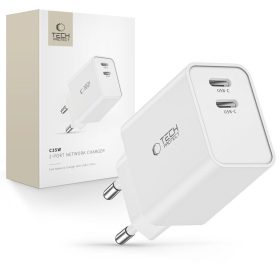   Tech-Protect C35W hálózati töltő, 35 W PD, 2× USB-C, fehér