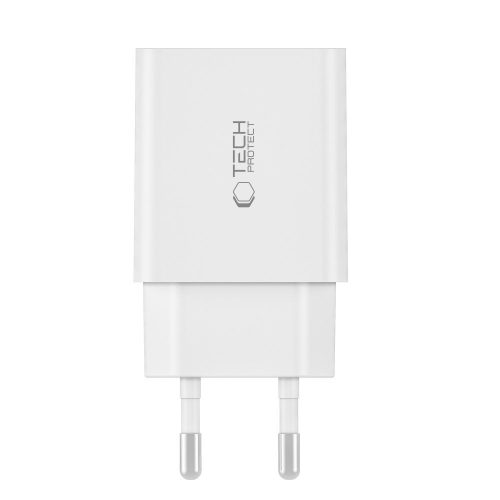 Tech-Protect C35W hálózati töltő, 35 W PD, 2× USB-C, fehér