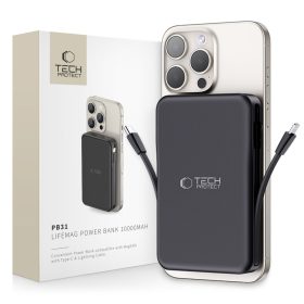   Tech-Protect PB31 LifeMag MagSafe powerbank  10 000 mAh, 15 W vezeték nélküli töltés, fekete