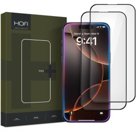   Hofi Glass Pro+ kijelzővédő üveg – iPhone 16 Pro Max / 17 Pro Max, fekete keret, 2 db