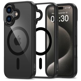   Tech-Protect MagMat MagSafe tok – iPhone 16, fekete / átlátszó