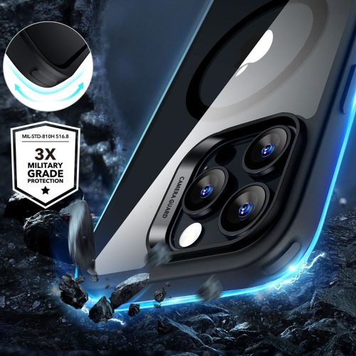ESR Classic Hybrid HaloLock MagSafe tok – iPhone 16 Pro Max, átlátszó / fekete, 1 db üveggel