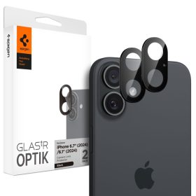   Spigen Optik Glas.tR kameravédő üveg – iPhone 16 / 16 Plus, fekete, 2 készlet