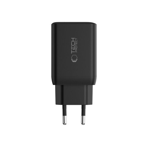 Tech-Protect NC45W-GaN hálózati töltő, 2× USB-C, PD/PPS 45 W, fekete