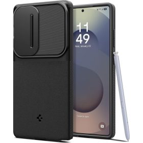 Spigen Optik Armor tok – Samsung Galaxy S25 Ultra, fekete
