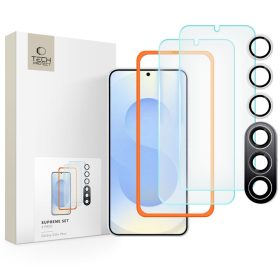   Tech-Protect Supreme Set kijelzővédő üveg – Samsung Galaxy S25+, átlátszó, 2 db, kameravédővel