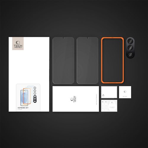 Tech-Protect Supreme Set kijelzővédő üveg – Samsung Galaxy S25+, átlátszó, 2 db, kameravédővel