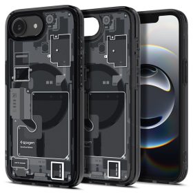   Spigen Ultra Hybrid MagSafe tok – iPhone 16e / 17e, fekete, zero one mintás
