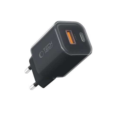 Tech-Protect NCM33 hálózati töltő, 33 W PD, 1× USB-C + 1× USB-A, fekete