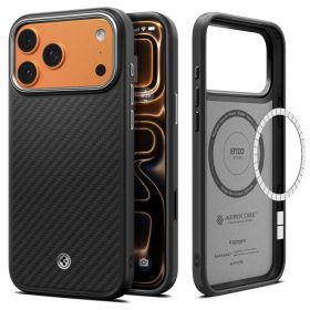   Spigen Enzo Aramid T MagSafe CC tok – iPhone 17 Pro Max / 18 Pro Max, fekete / ezüst