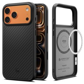   Spigen Enzo Aramid T MagSafe CC tok – iPhone 17 Pro / 18 Pro, fekete
