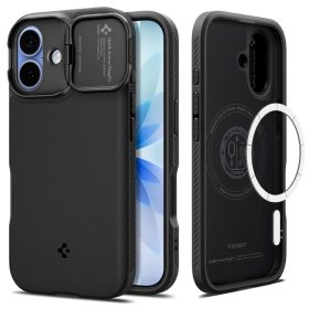 Spigen Optik Armor MagSafe tok – iPhone 17, fekete