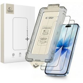   Tech-Protect Quick Set+ kijelzővédő üveg – iPhone 17, fekete keret, 2 db