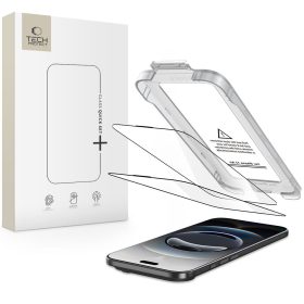   Tech-Protect Quick Set+ kijelzővédő üveg – iPhone Air, fekete keret, 2 db