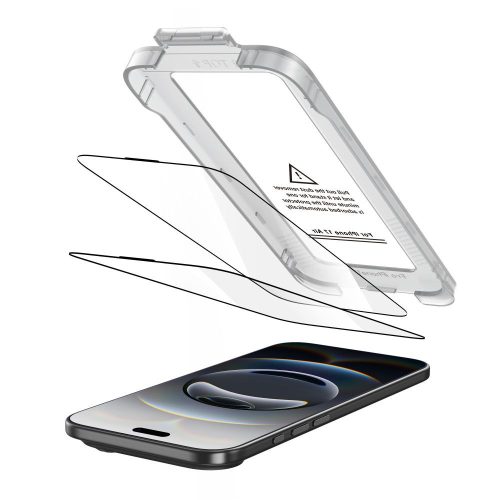 Tech-Protect Quick Set+ kijelzővédő üveg – iPhone Air, fekete keret, 2 db