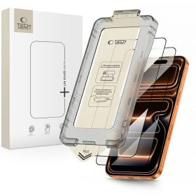   Tech-Protect Quick Set+ kijelzővédő üveg – iPhone 17 Pro Max, fekete keret, 2 db
