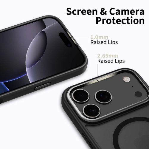 Tech-Protect MagEdge MagSafe tok – iPhone 17 Pro Max / 18 Pro Max, matt fekete / fémszürke