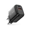 Tech-Protect NCA20 hálózati töltő, 20 W PD, 1× USB-C + 1× USB-A, fekete