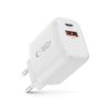 Tech-Protect NCA20 hálózati töltő, 20 W PD, 1× USB-C + 1× USB-A, fehér