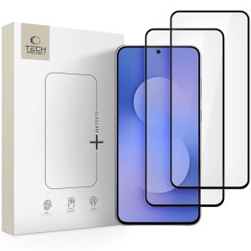   Tech-Protect Glass Fit+ kijelzővédő üveg – Samsung Galaxy S25 FE, fekete keret, 2 db