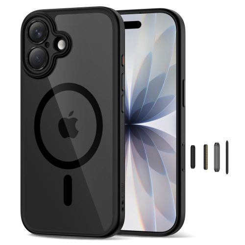 Tech-Protect MagPeak MagSafe CC tok – iPhone 17, fekete / átlátszó