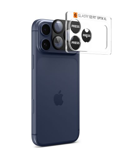 Spigen Optik Pro XL Glas.tR EZ Fit kameravédő üveg – iPhone 17 Pro, fekete, 1 készlet