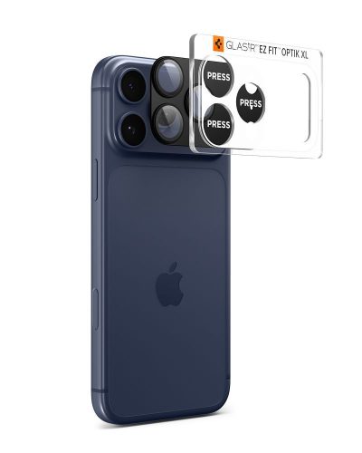 Spigen Optik Pro XL Glas.tR EZ Fit kameravédő üveg – iPhone 17 Pro Max, fekete, 1 készlet