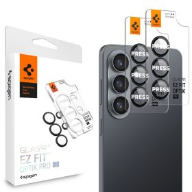   Spigen Optik Pro HD Glas.tR EZ Fit kameravédő üveg – Samsung Galaxy S26, fekete, 2 készlet