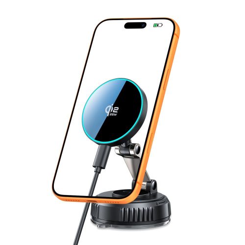 Tech-Protect V8 autós töltős telefontartó, 25 W, Qi2.2 / MagSafe, fekete