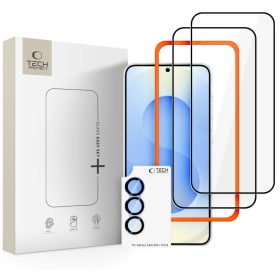   Tech-Protect Easy Set+ kijelzővédő üveg – Samsung Galaxy S26, fekete keret, 2 db, kameravédővel