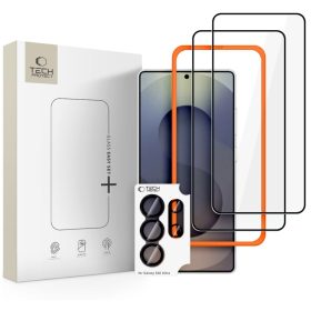   Tech-Protect Easy Set+ kijelzővédő üveg – Samsung Galaxy S26 Ultra, fekete keret, 2 db, kameravédővel