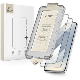   Tech-Protect Quick Set+ kijelzővédő üveg – Samsung Galaxy S26+, fekete keret, 2 db