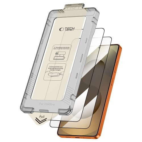 Tech-Protect Quick Set+ kijelzővédő üveg – Samsung Galaxy S26 Ultra, fekete keret, 2 db