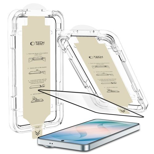 Tech-Protect Quick Set Ar+ tükröződéscsökkentő kijelzővédő üveg – Samsung Galaxy S26+, fekete keret, 1 db