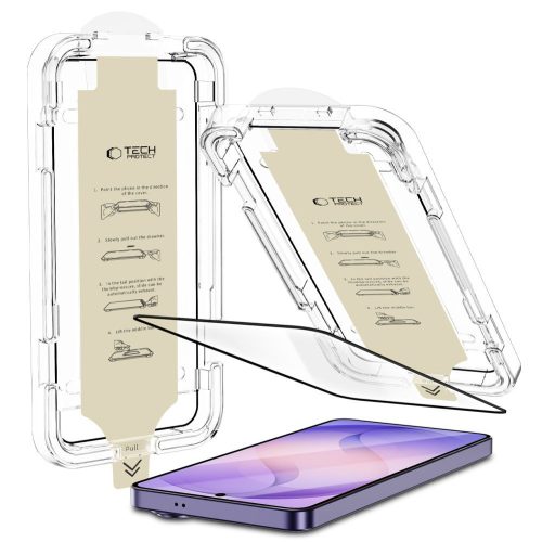 Tech-Protect Quick Set Ar+ tükröződéscsökkentő kijelzővédő üveg – Samsung Galaxy S26 Ultra, fekete keret, 1 db