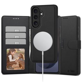   Tech-Protect Wallet MagSafe tok – Samsung Galaxy S26, matt fekete