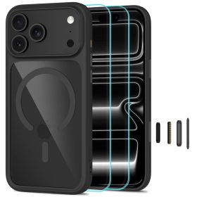   Tech-Protect MagOne MagSafe CC tok – iPhone 17 Pro / 18 Pro, fekete / átlátszó, 2 db üveggel
