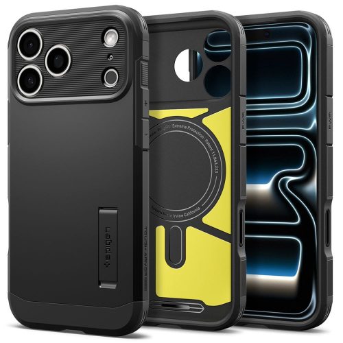 Spigen Tough Armor T MagSafe CC tok – iPhone 17 Pro / 18 Pro, fekete